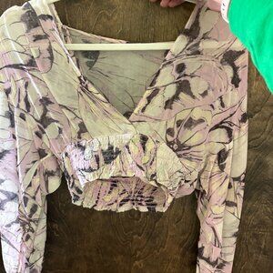 (Anthropologie) Long sleeve patterned top